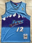 NBA 12 Stockton Utah Jazz Maillot Retro bleu brodé